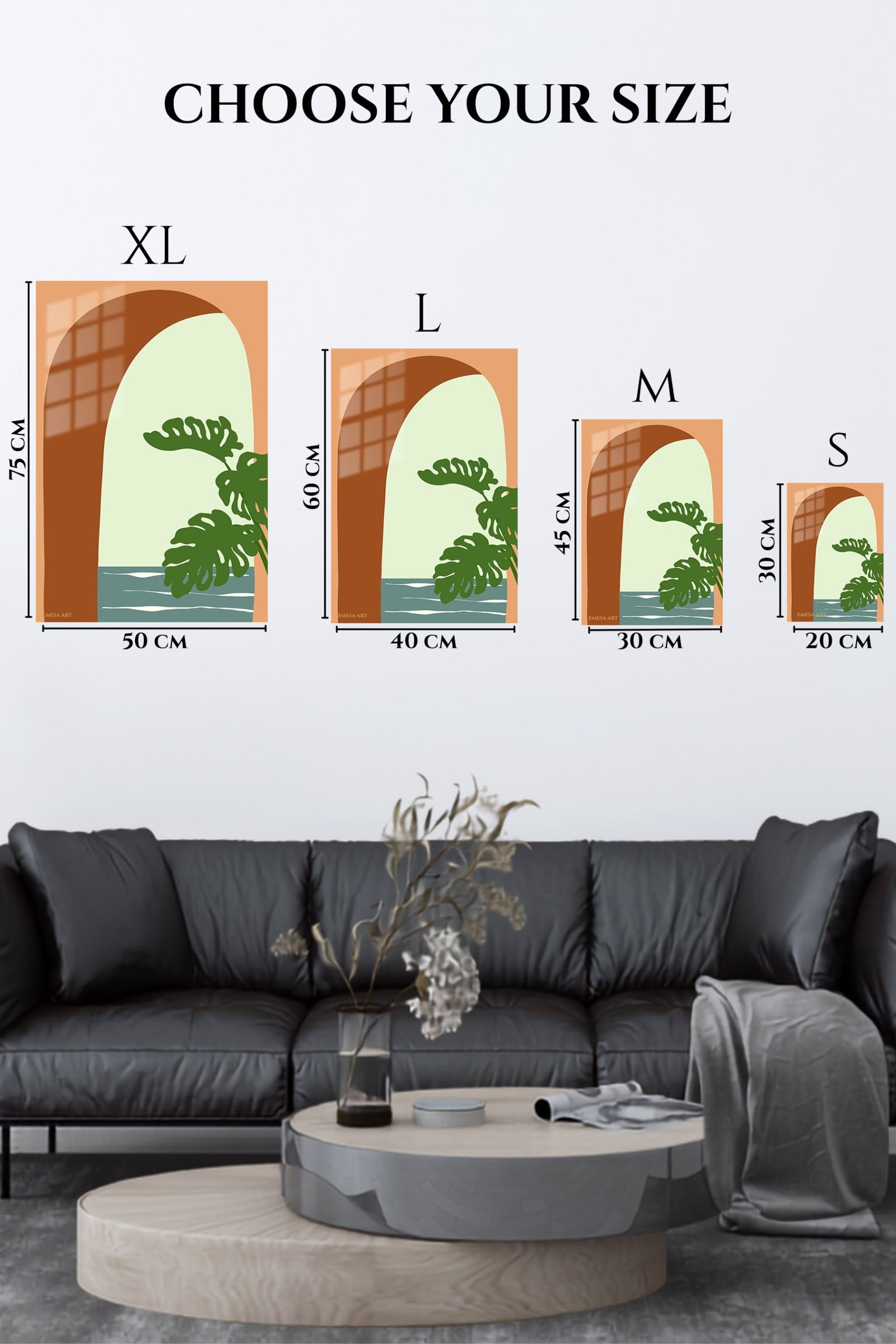 Monstera Arch Retreat metal wall art print, view 6