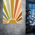 Earthtone Rising Sun metal wall art print, view 4
