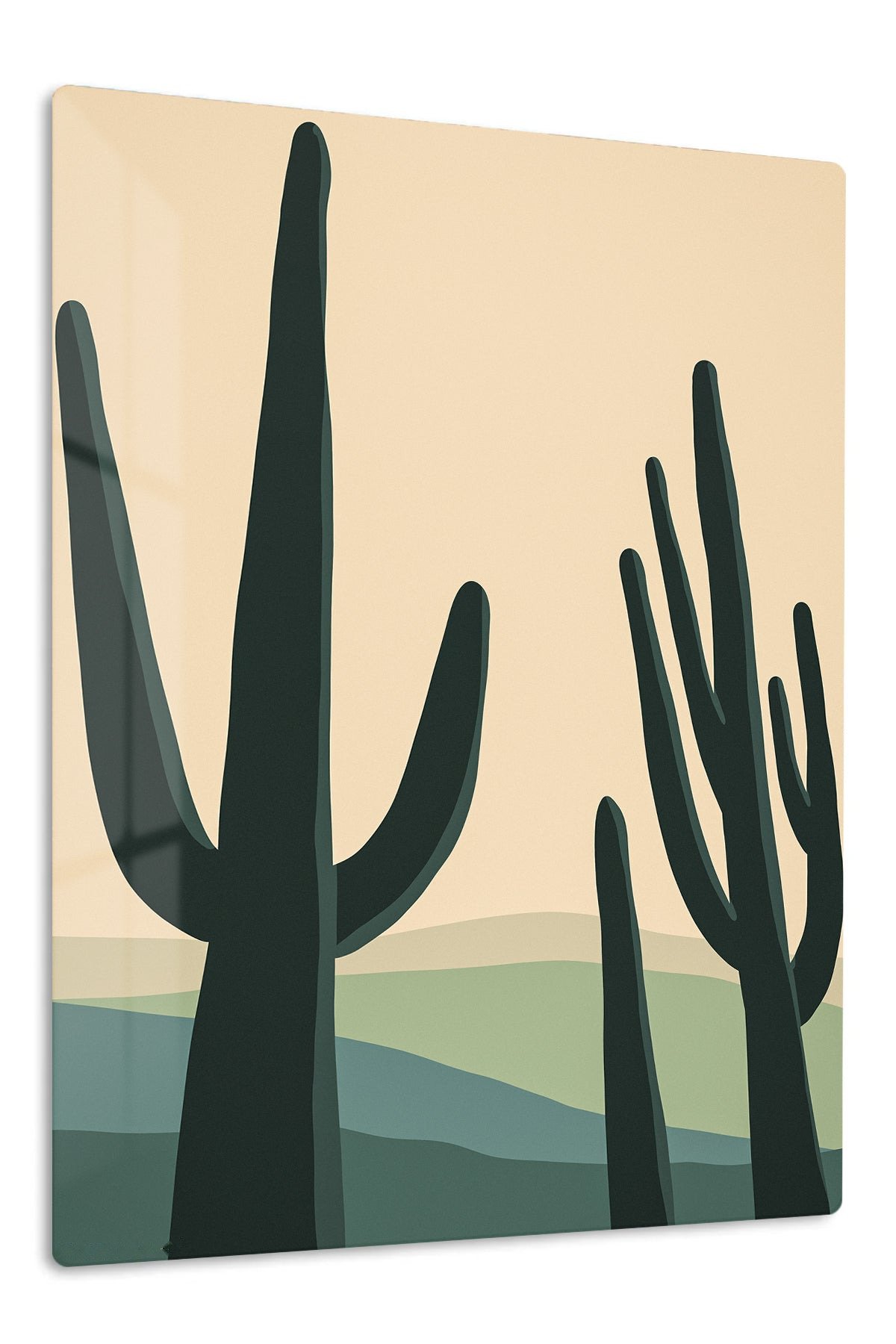 Saguaro Silhouettes at Dusk metal wall art print