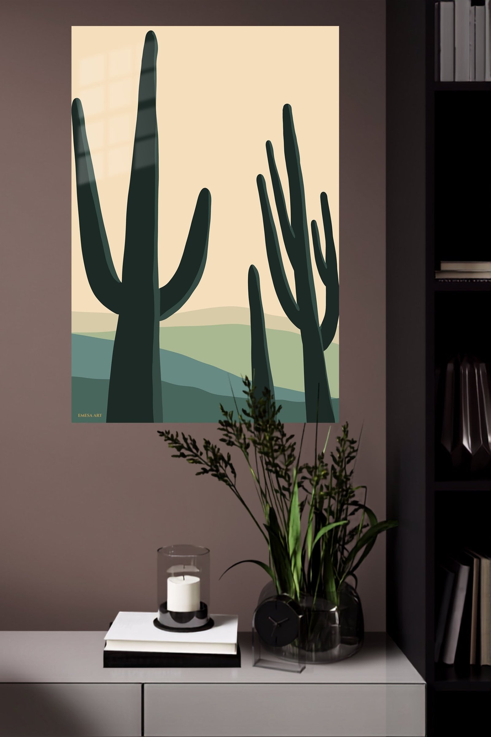 Saguaro Silhouettes at Dusk metal wall art print, view 4