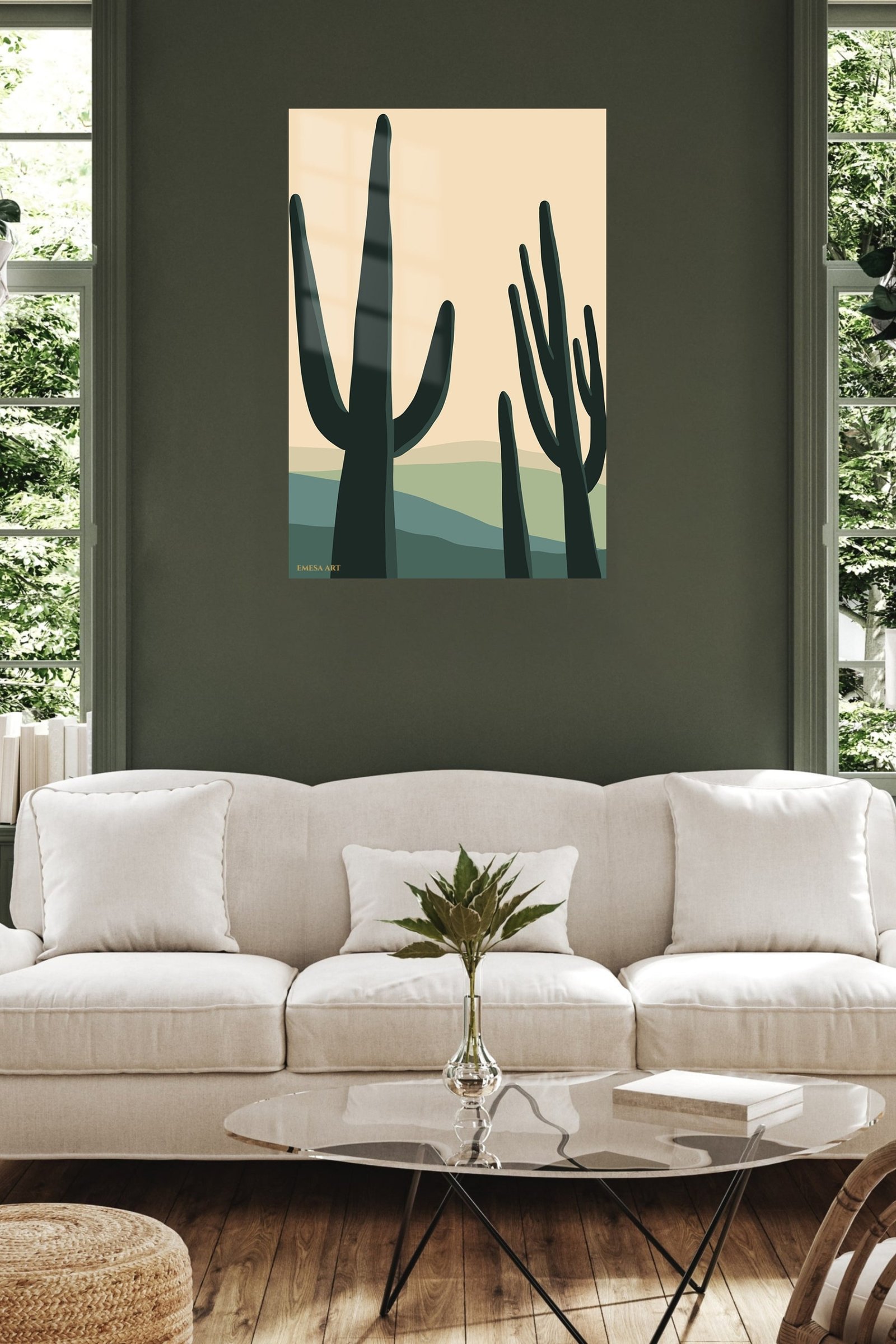 Saguaro Silhouettes at Dusk metal wall art print, view 5