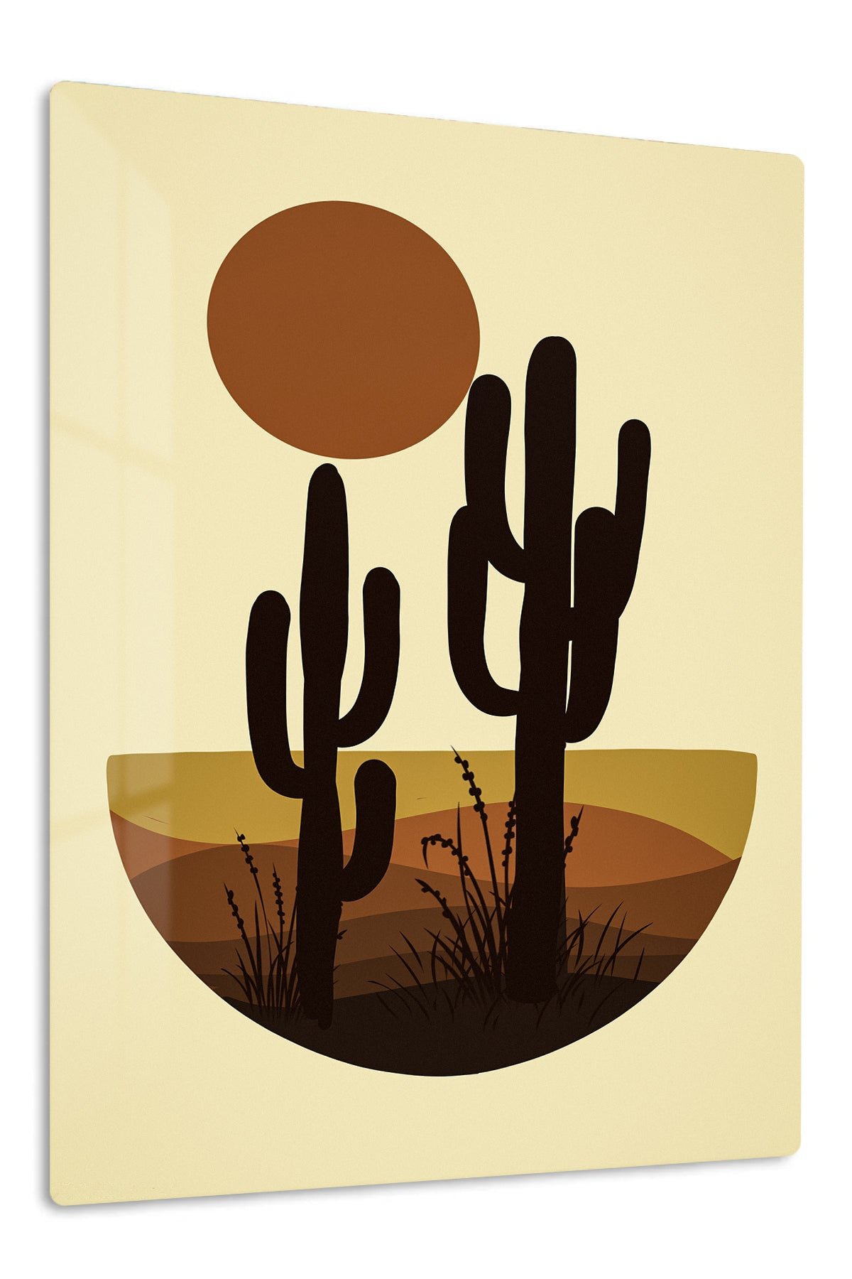 Desert Cactus Sunset metal wall art print