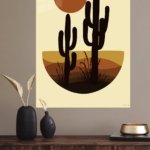 Desert Cactus Sunset metal wall art print, view 4