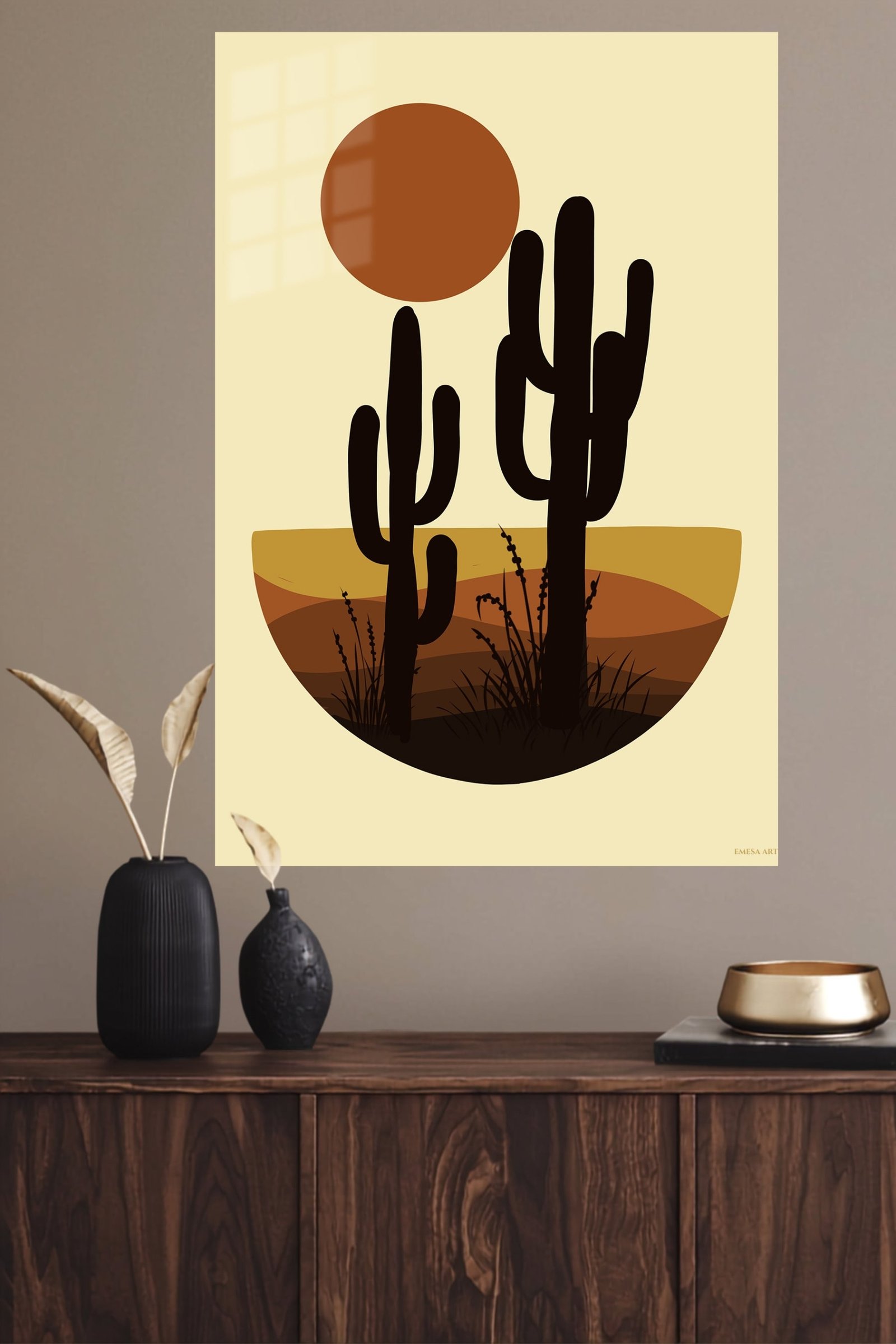 Desert Cactus Sunset metal wall art print, view 4