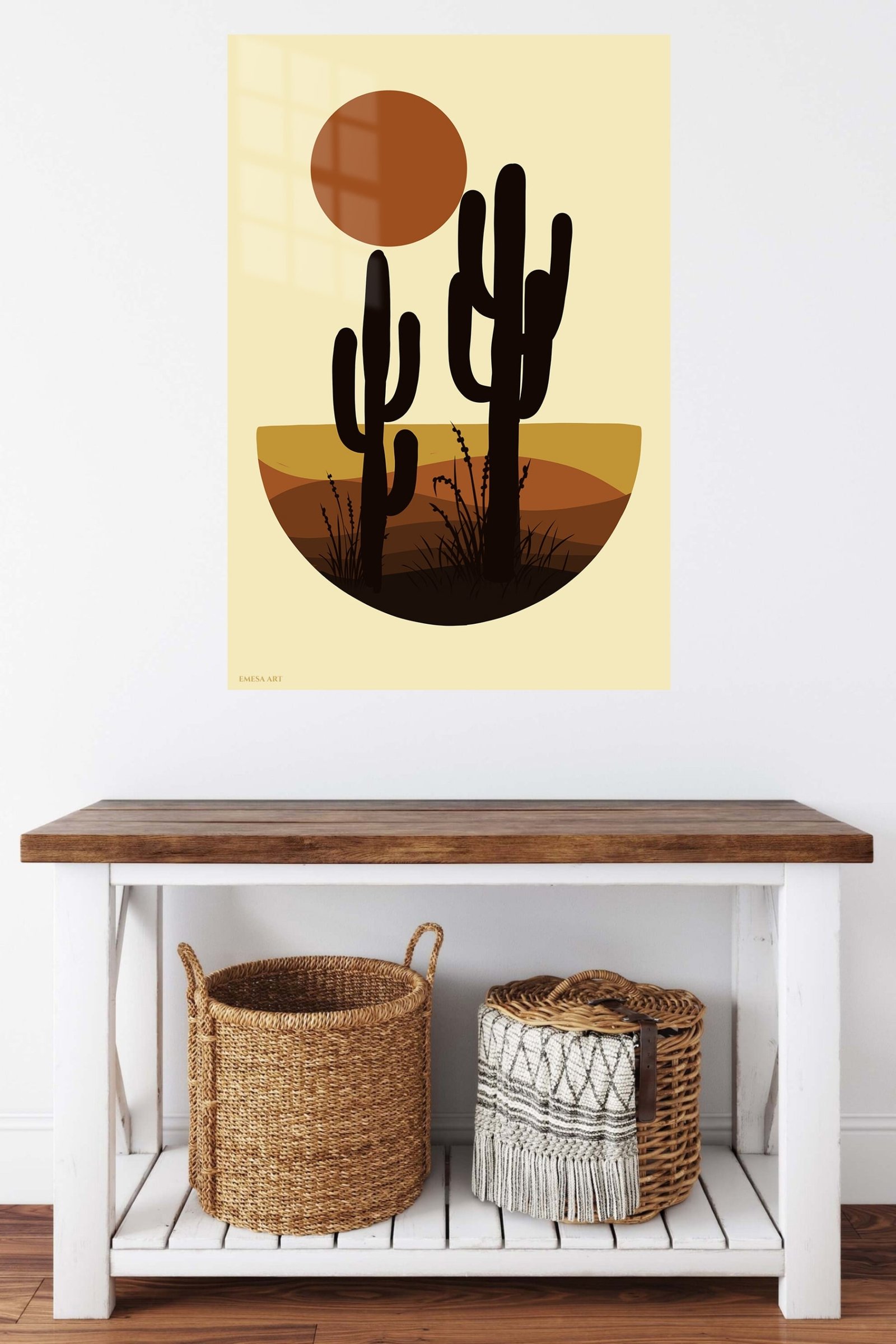 Desert Cactus Sunset metal wall art print, view 5