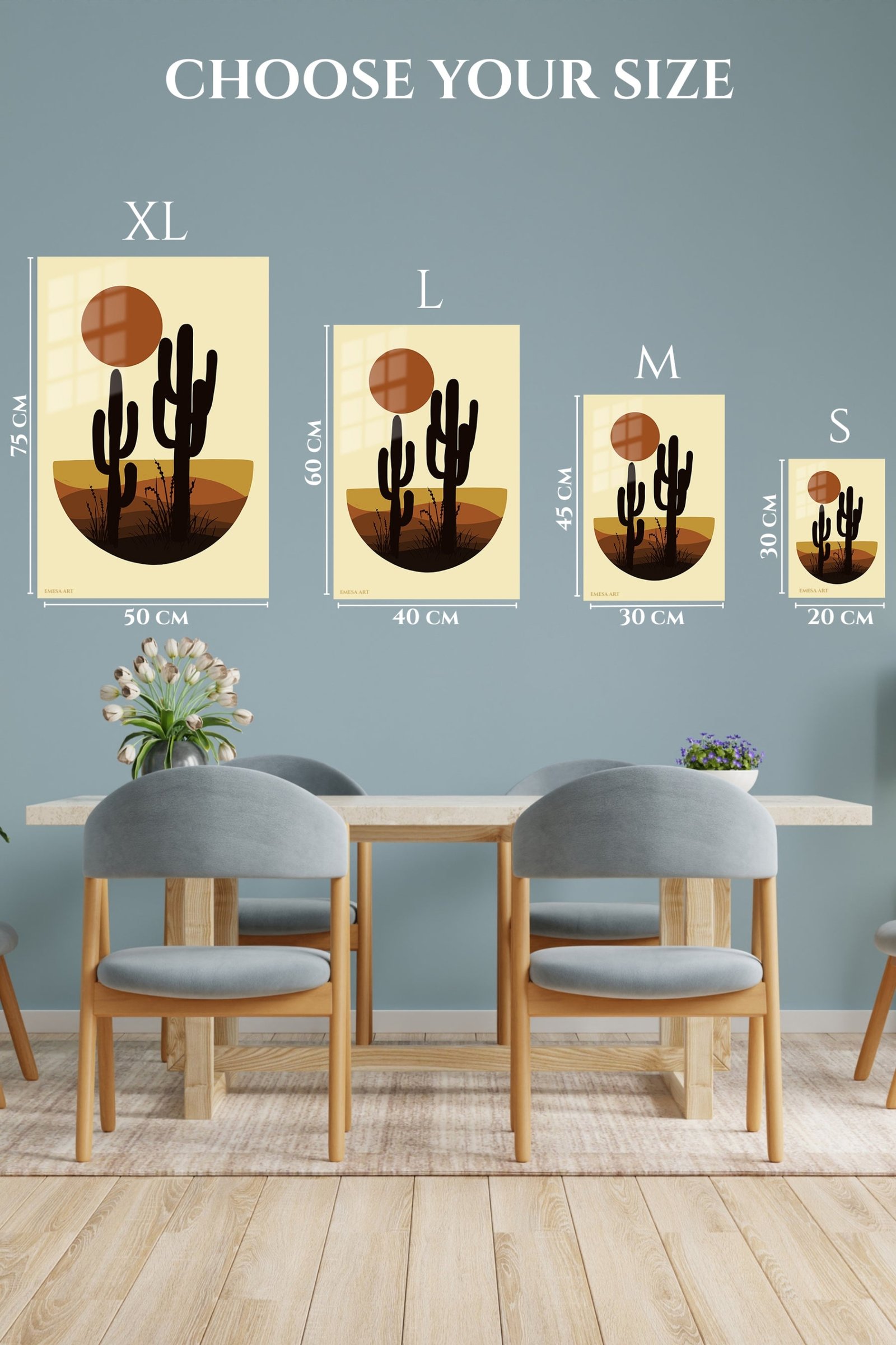 Desert Cactus Sunset metal wall art print, view 6