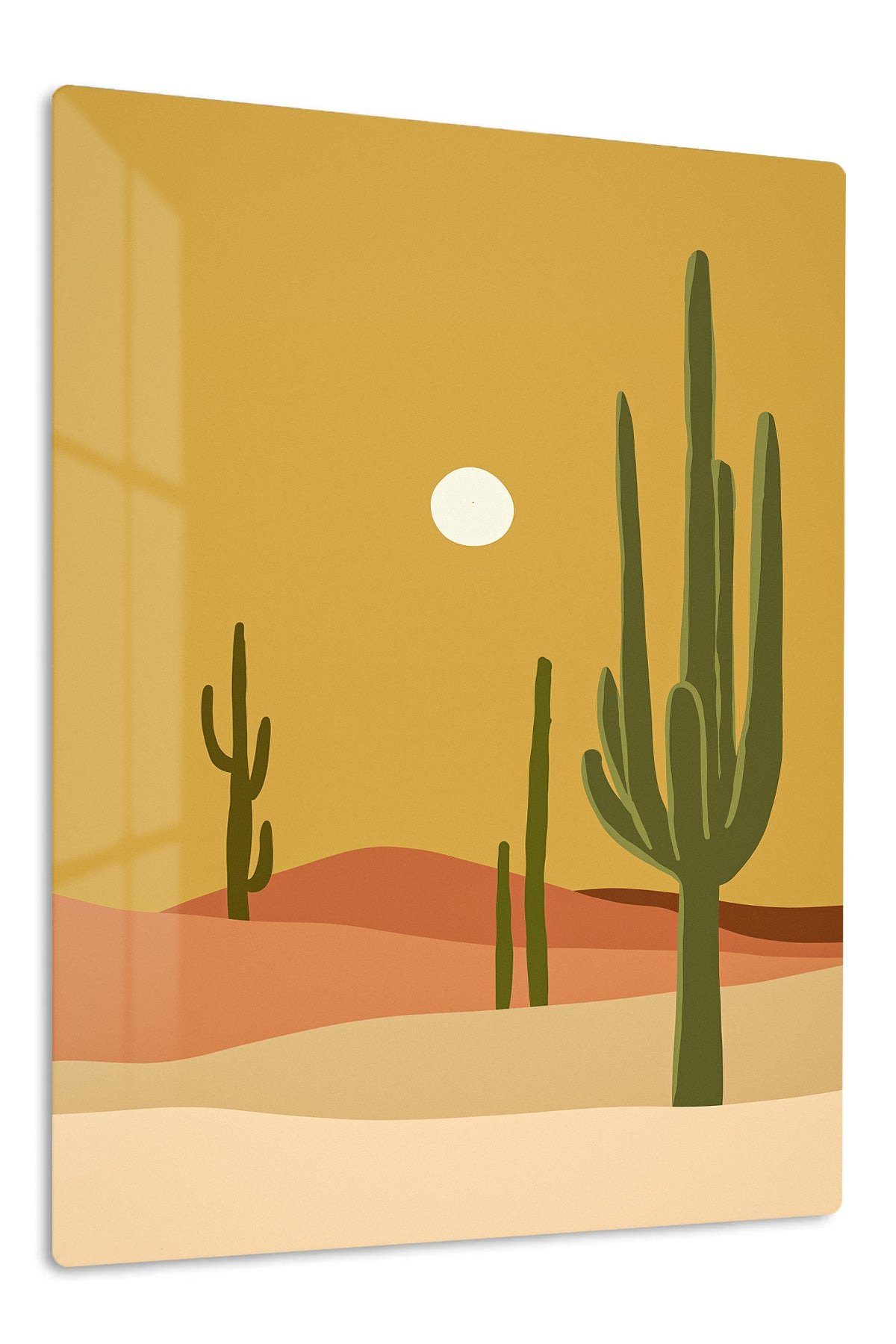 Desert Cacti and Sun metal wall art print