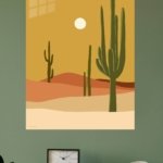 Desert Cacti and Sun metal wall art print, view 4