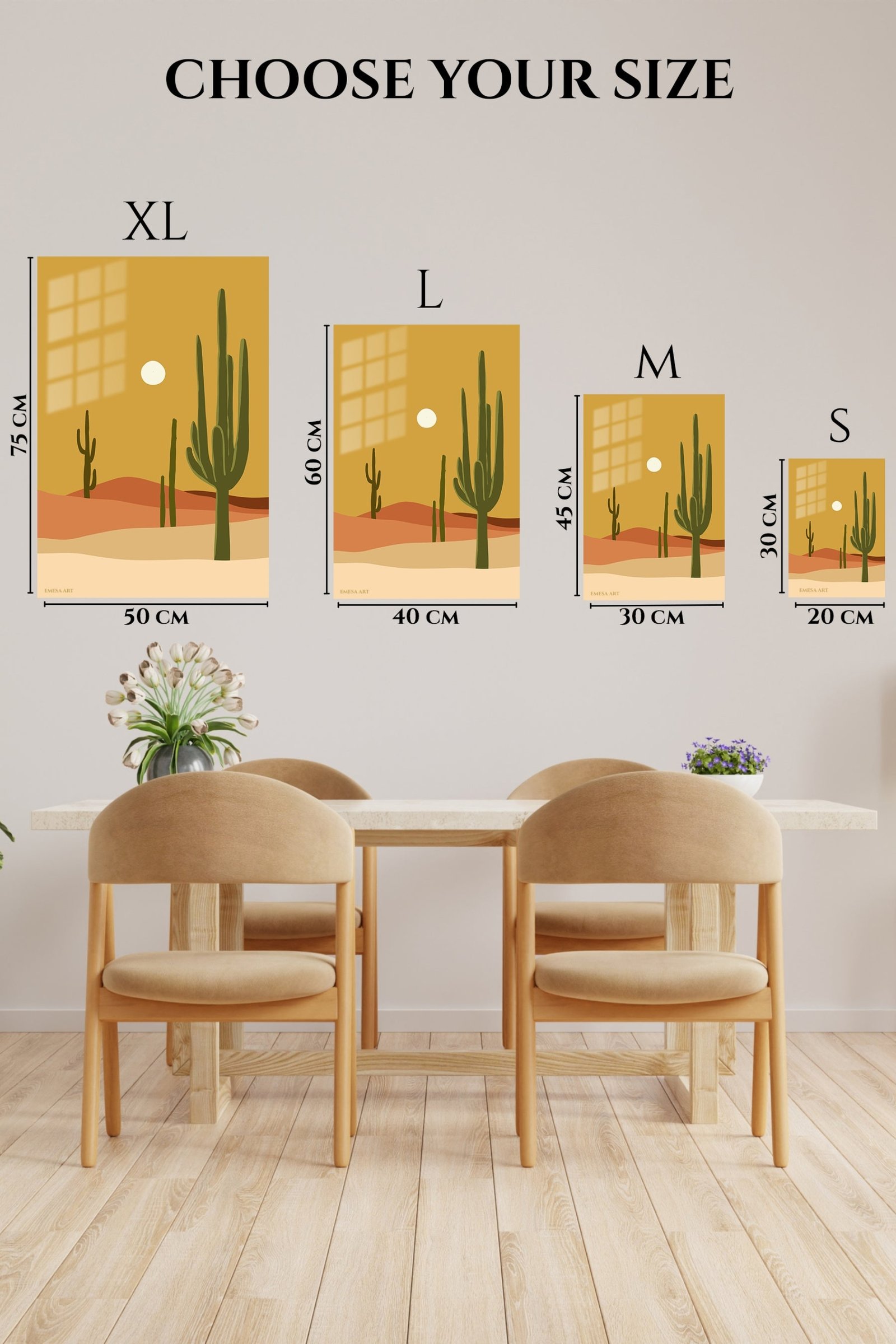 Desert Cacti and Sun metal wall art print, view 6
