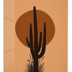 Desert Cactus Sunset metal wall art print