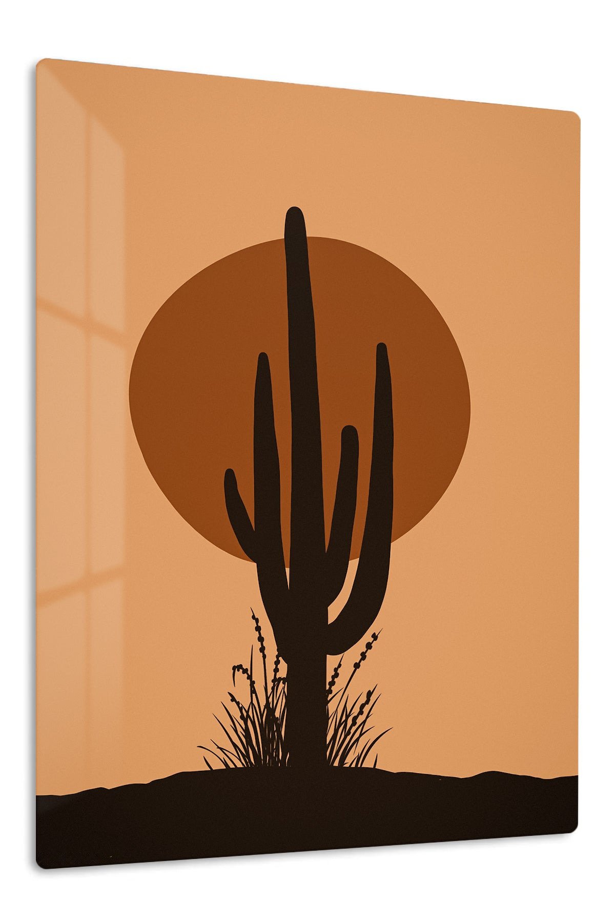 Desert Cactus Sunset metal wall art print