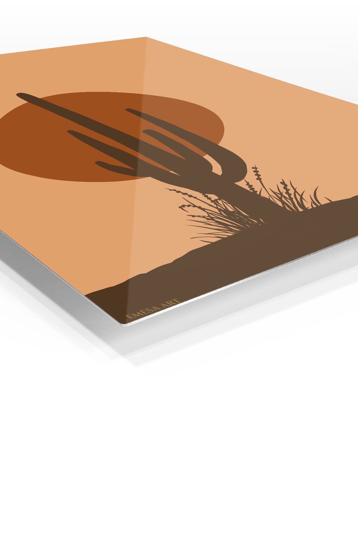 Desert Cactus Sunset metal wall art print, view 2