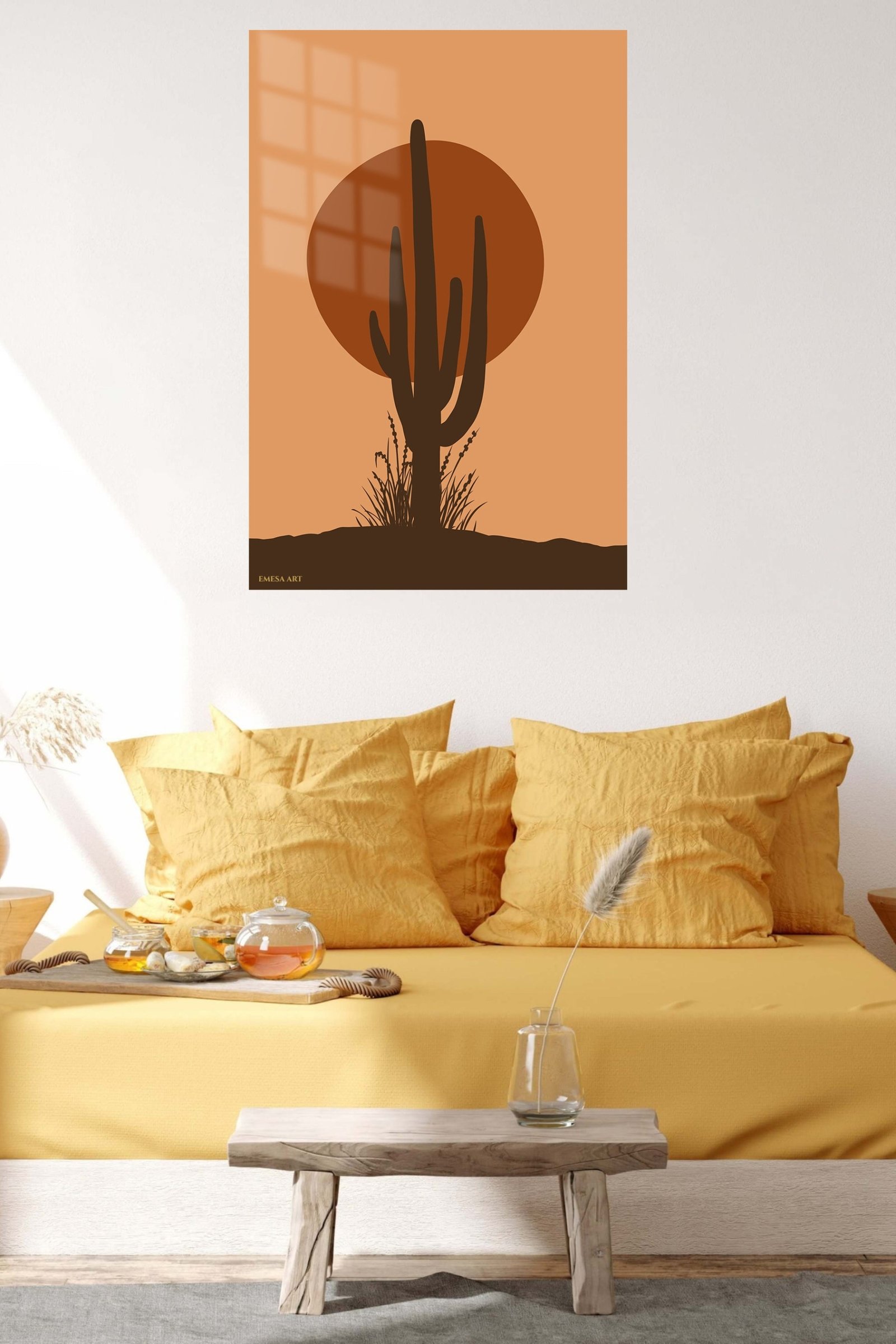 Desert Cactus Sunset metal wall art print, view 5