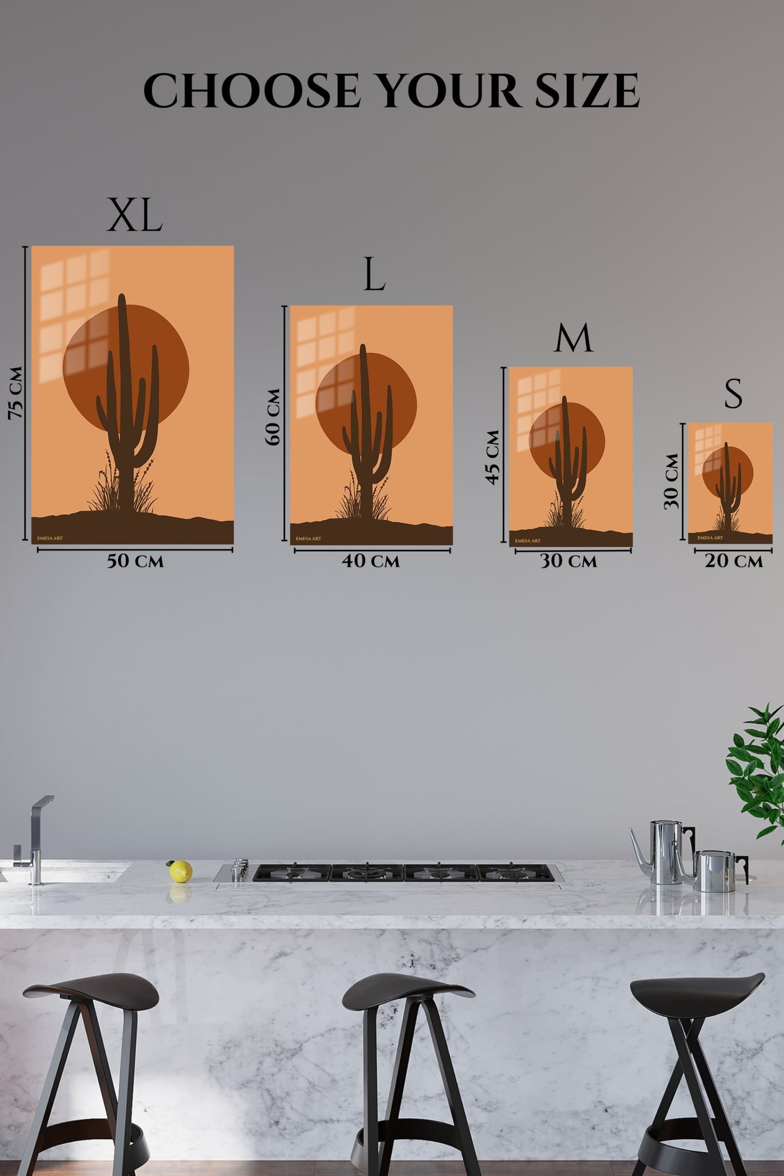 Desert Cactus Sunset metal wall art print, view 6
