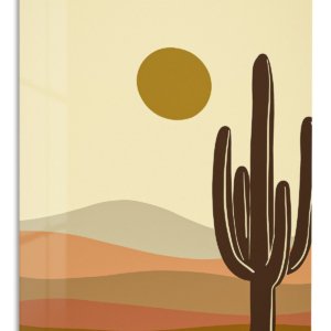 Desert Cactus at Golden Sun metal wall art print