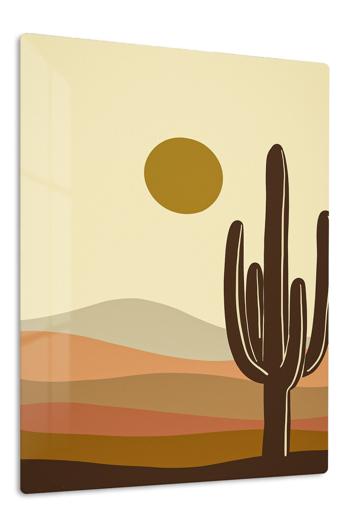 Desert Cactus at Golden Sun metal wall art print
