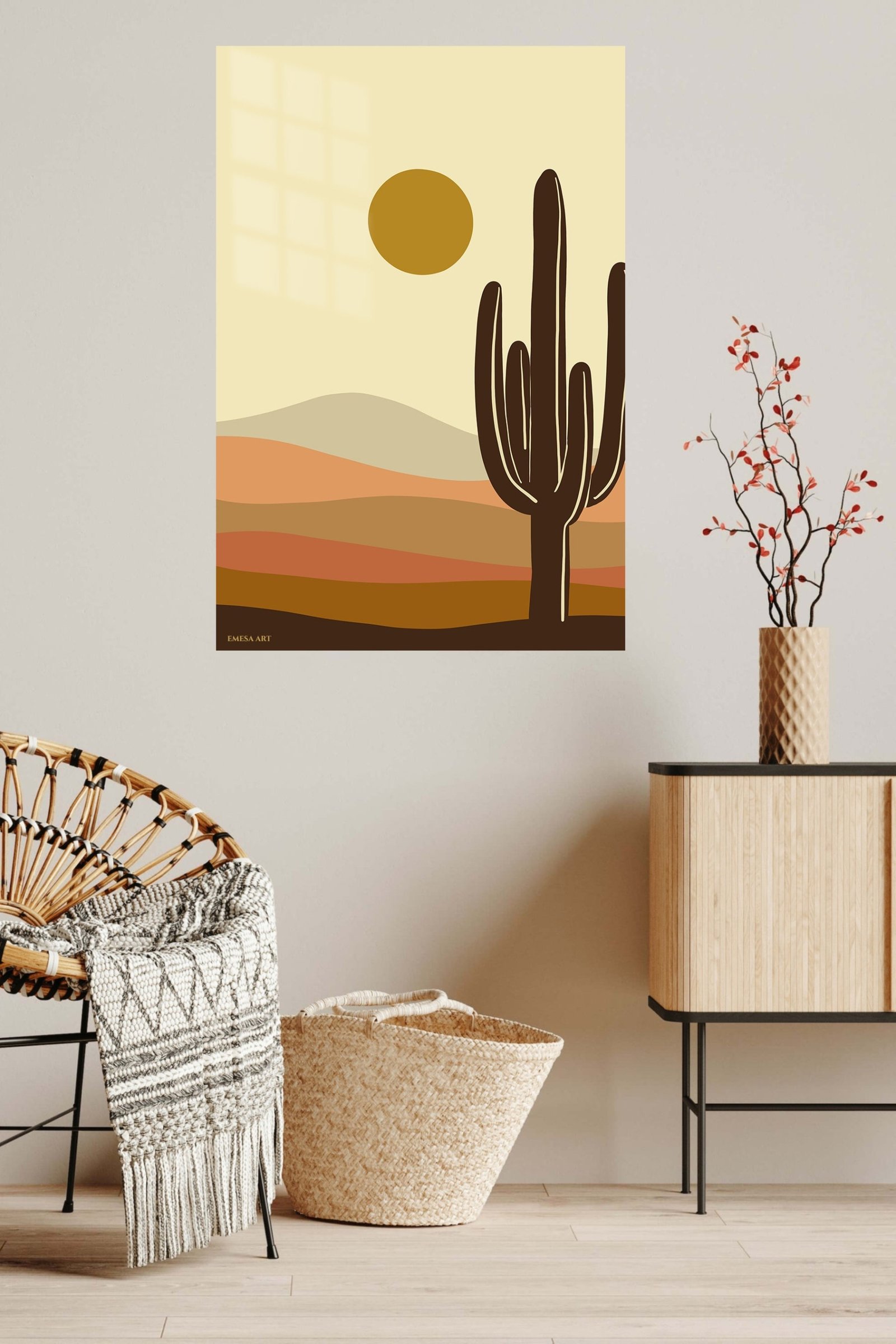 Desert Cactus at Golden Sun metal wall art print, view 5