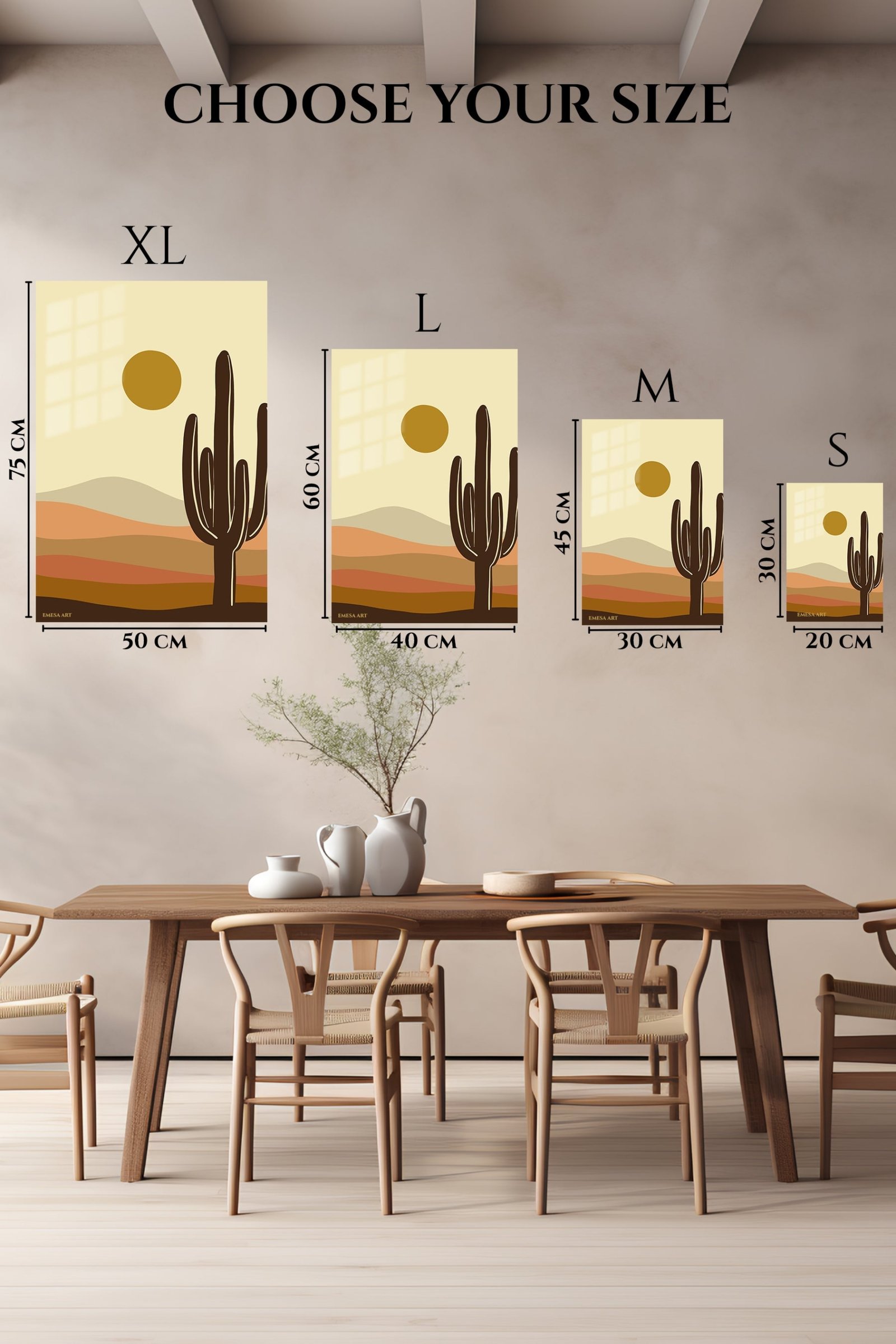 Desert Cactus at Golden Sun metal wall art print, view 6