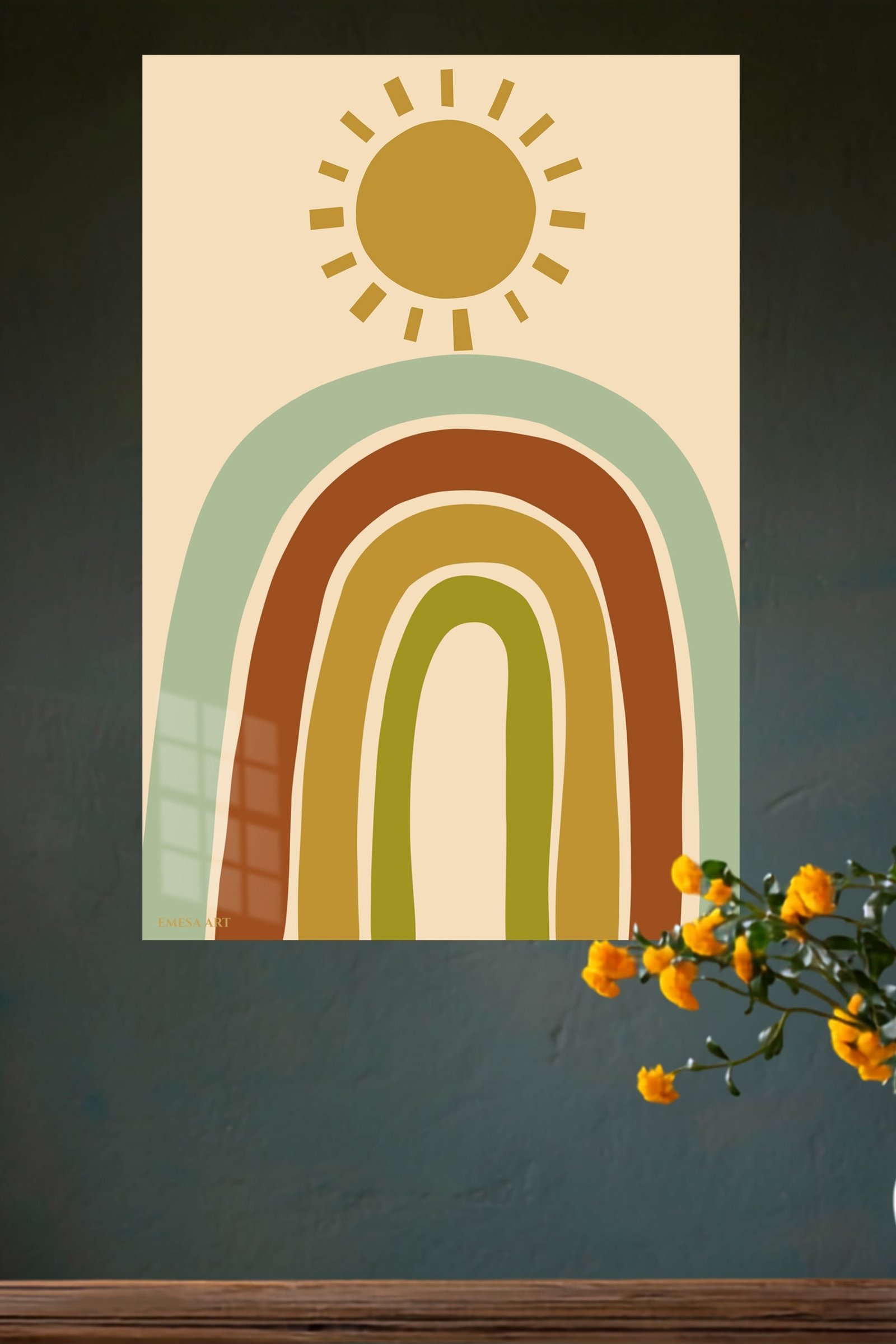 Earth Tone Rainbow Sunrise metal wall art print, view 4
