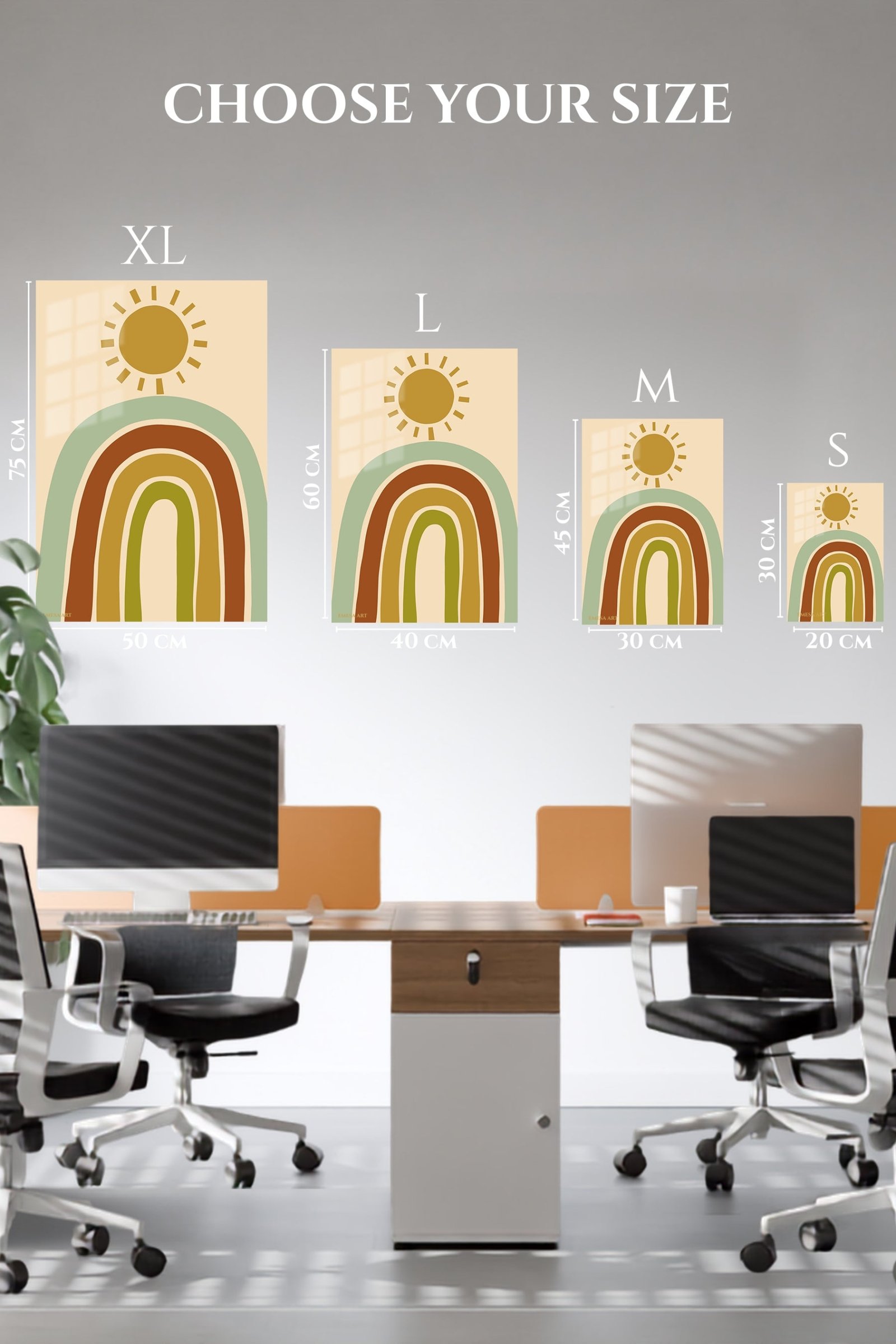Earth Tone Rainbow Sunrise metal wall art print, view 6