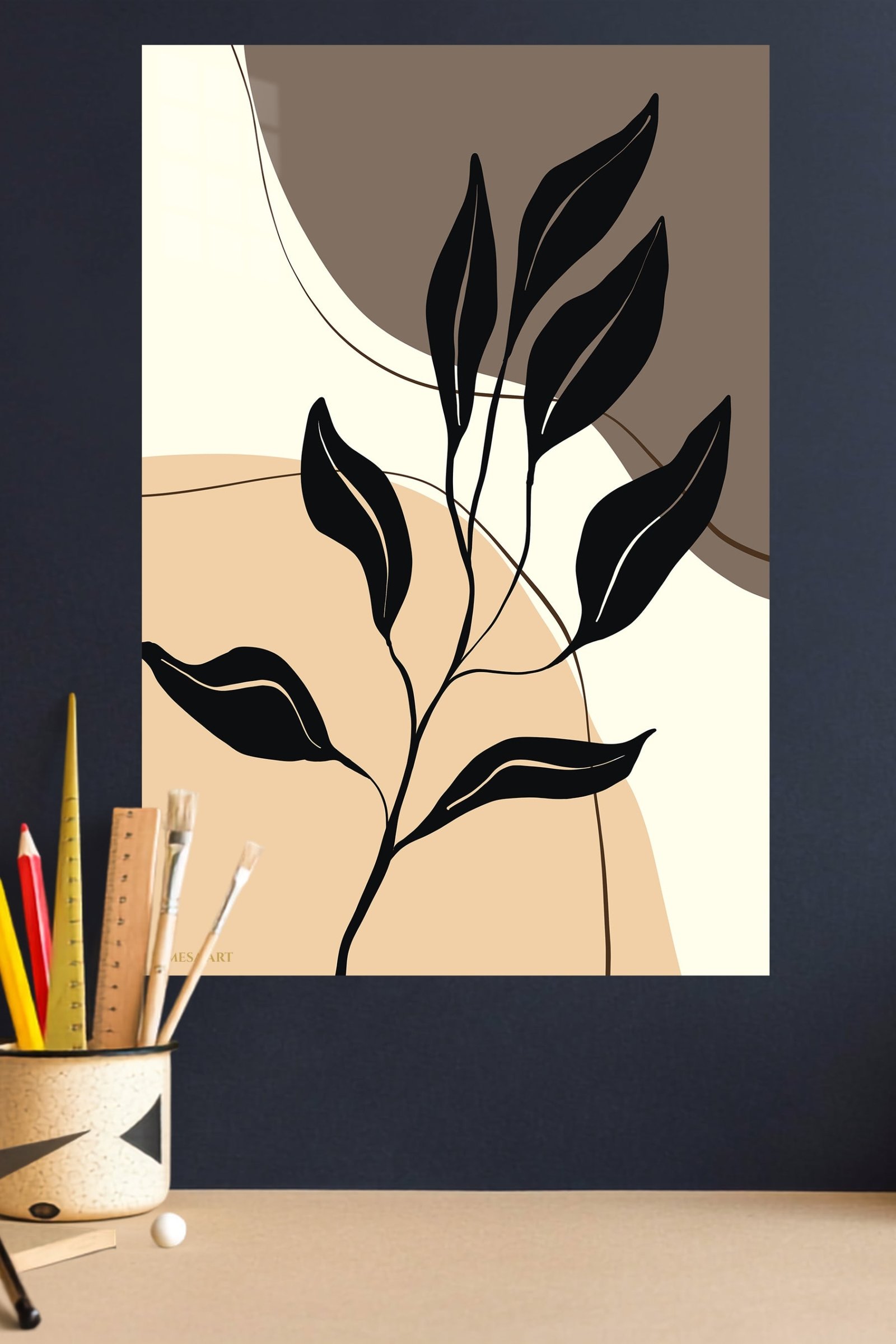 Midnight Botanical Silhouette metal wall art print, view 4