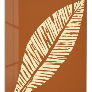 Cream Palm Frond Silhouette metal wall art print