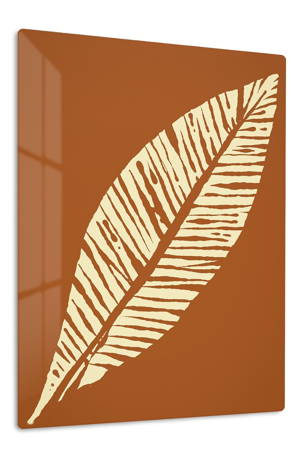 Cream Palm Frond Silhouette metal wall art print