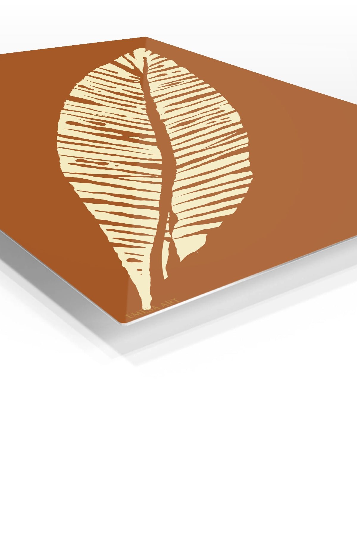Cream Palm Frond Silhouette metal wall art print, view 2