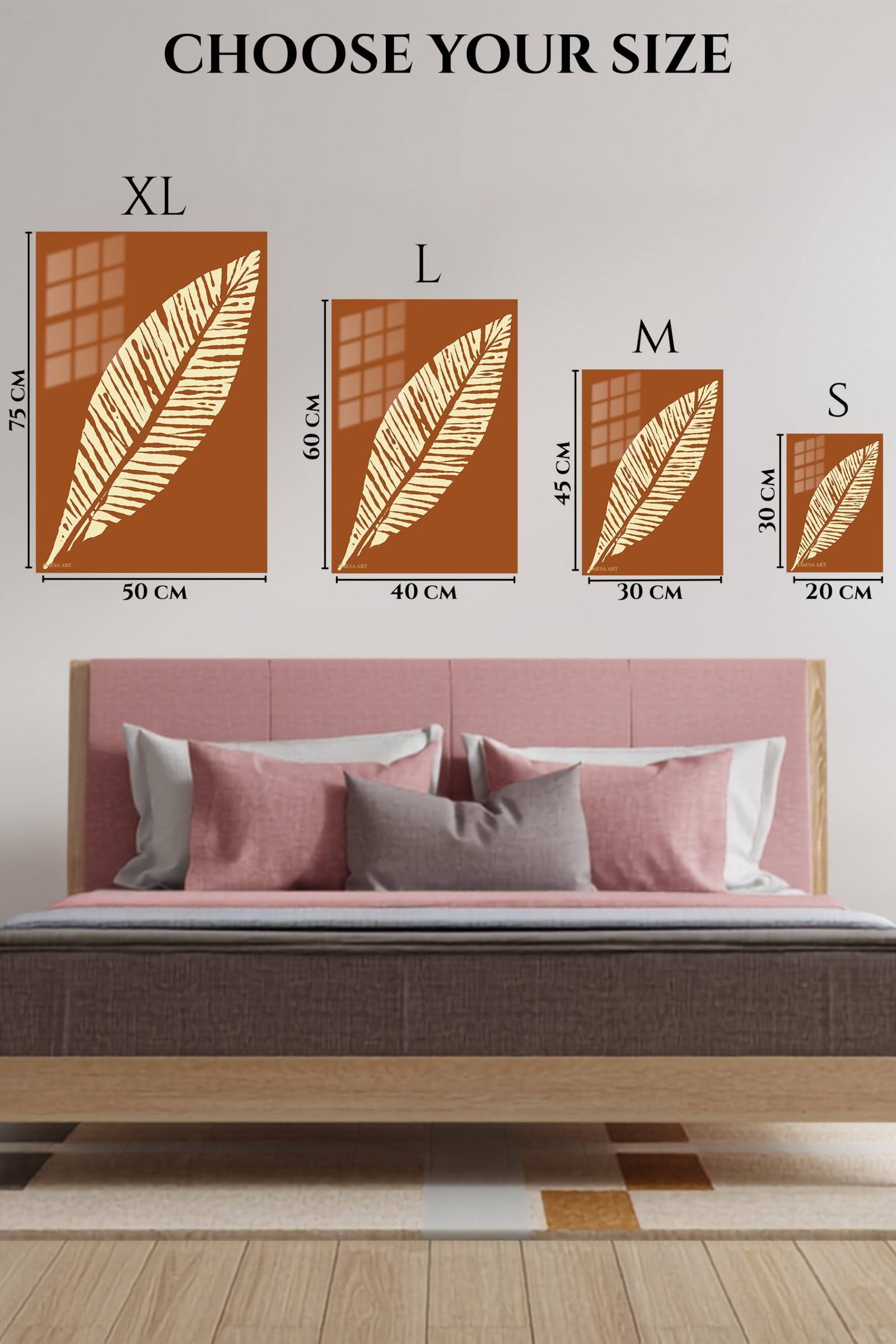 Cream Palm Frond Silhouette metal wall art print, view 6