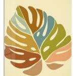 Earth Tone Monstera Leaves metal wall art print