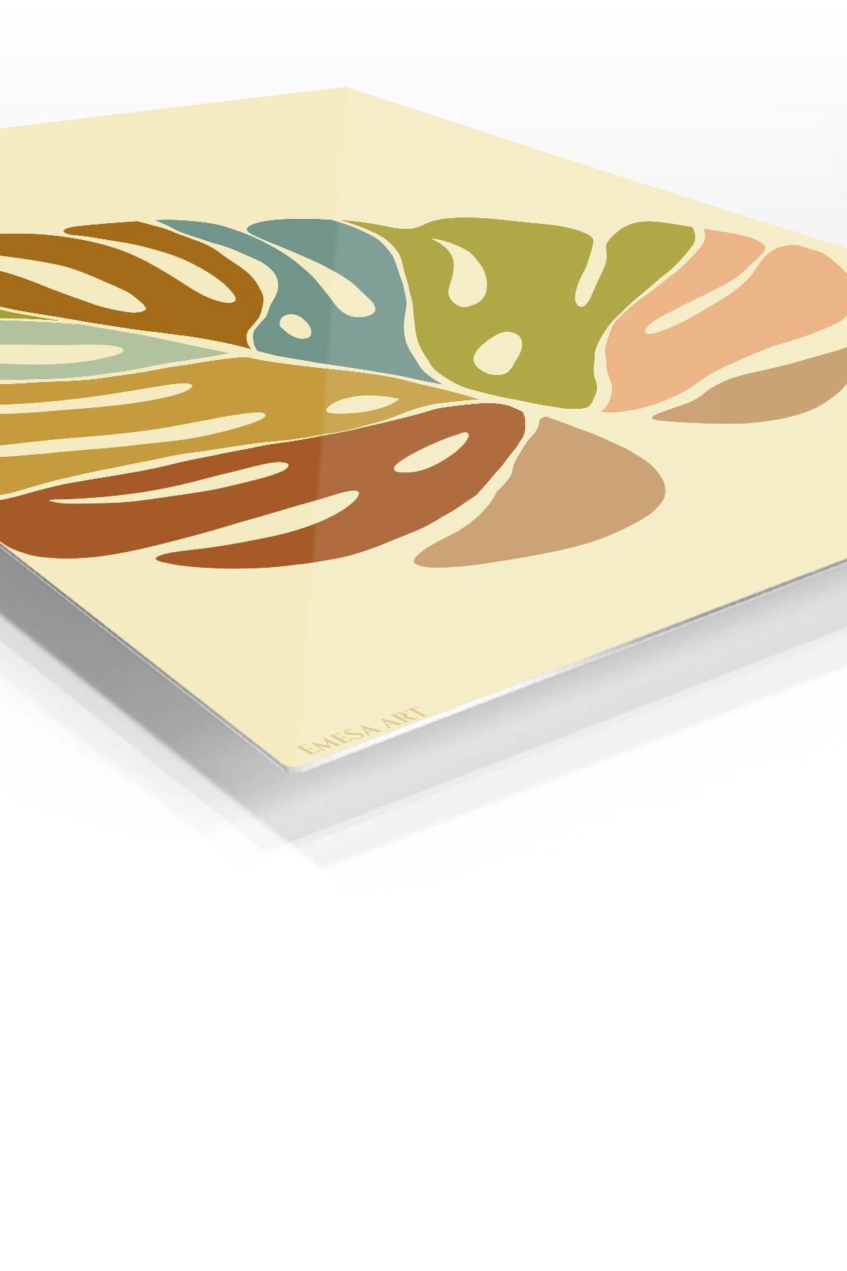 Earth Tone Monstera Leaves metal wall art print, view 2
