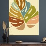 Earth Tone Monstera Leaves metal wall art print, view 4