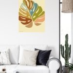 Earth Tone Monstera Leaves metal wall art print, view 5