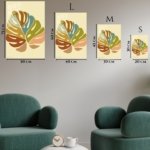 Earth Tone Monstera Leaves metal wall art print, view 6