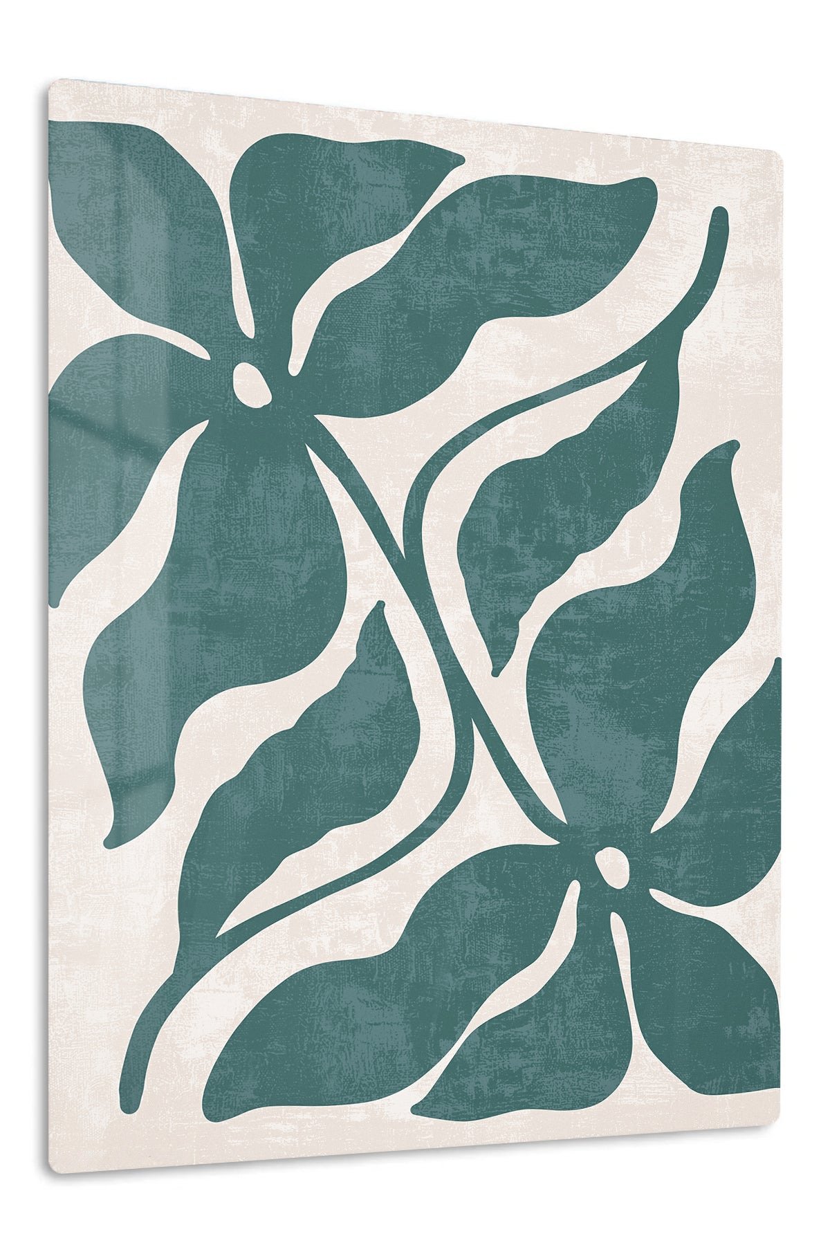 Teal Tropical Leaf Silhouette metal wall art print