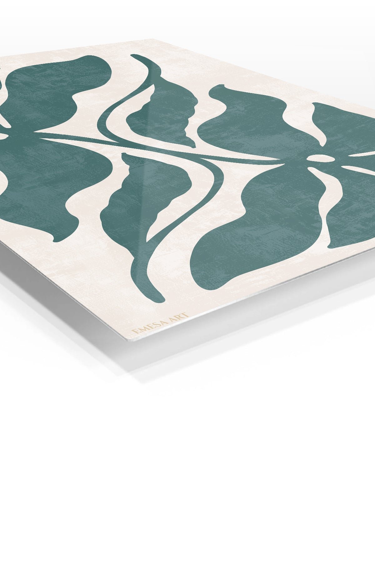 Teal Tropical Leaf Silhouette metal wall art print, view 2