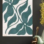 Teal Tropical Leaf Silhouette metal wall art print, view 4