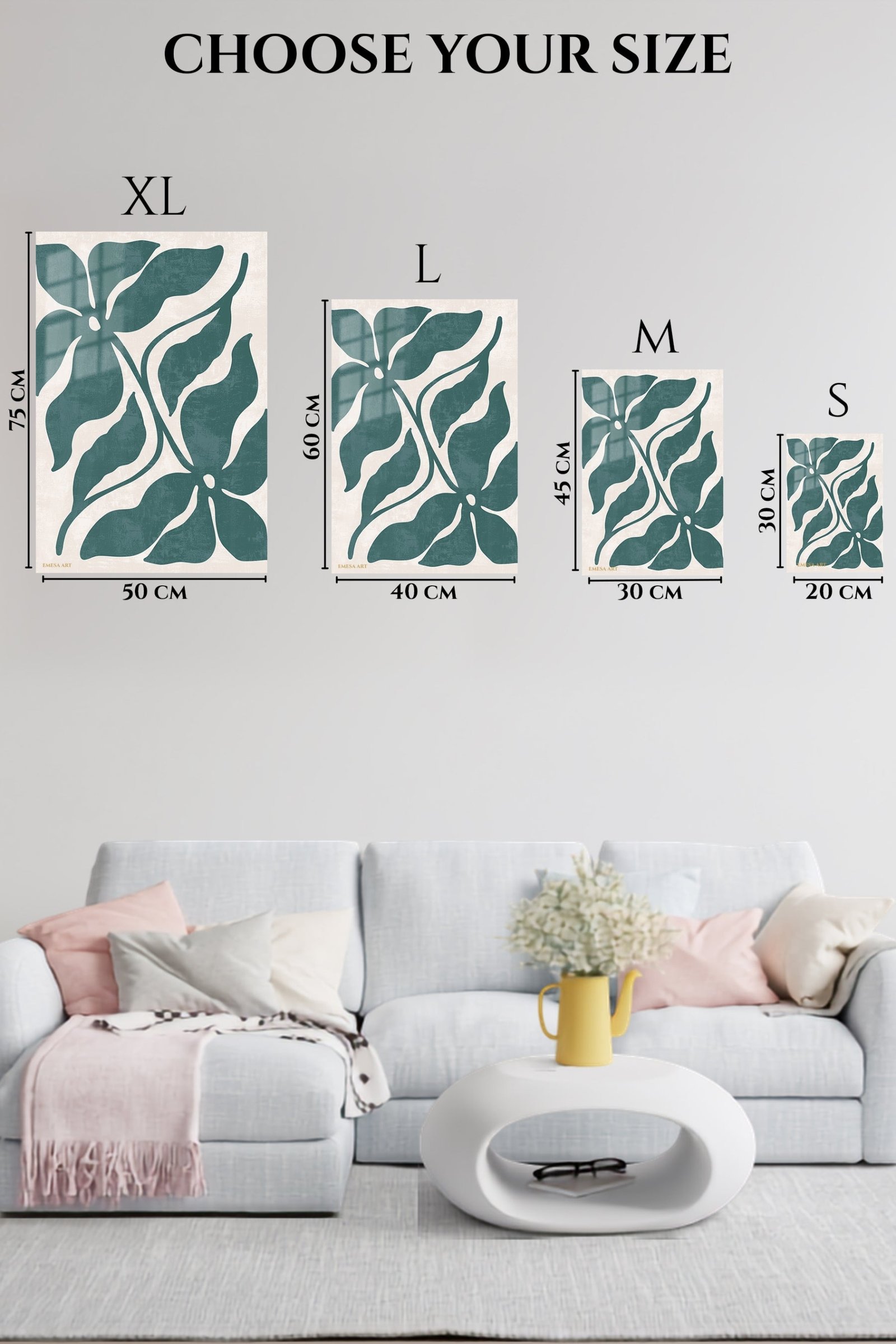 Teal Tropical Leaf Silhouette metal wall art print, view 6