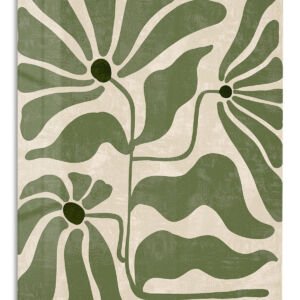 Olive Abstract Botanical Blooms metal wall art print