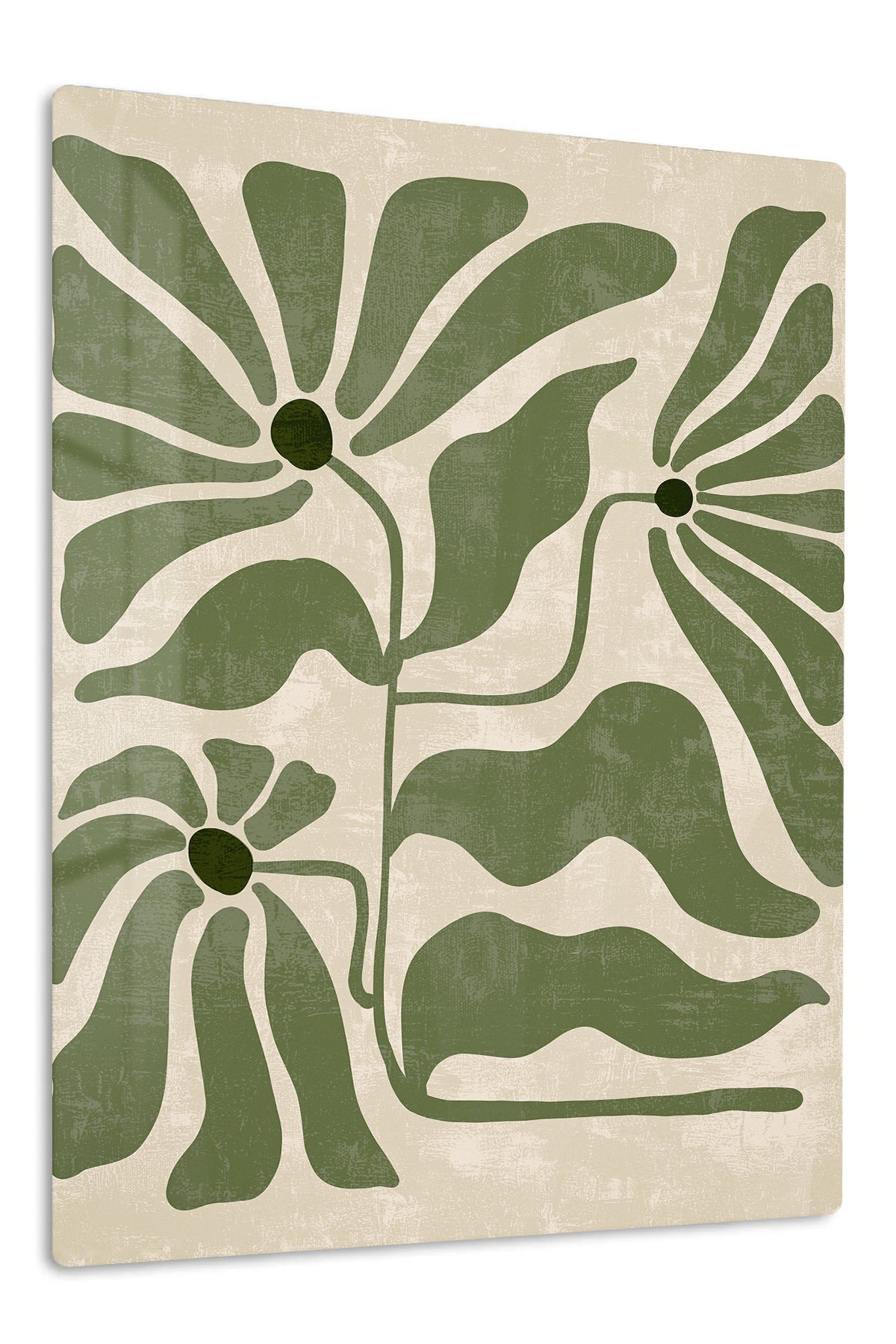 Olive Abstract Botanical Blooms metal wall art print