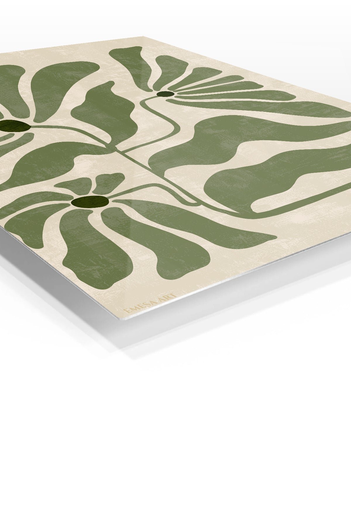 Olive Abstract Botanical Blooms metal wall art print, view 2