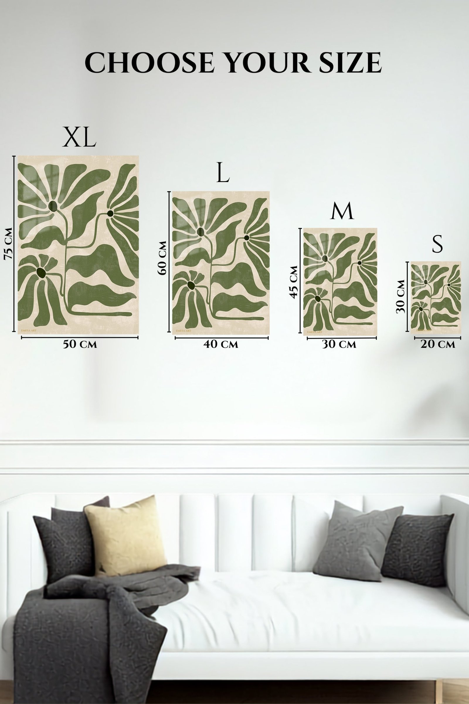 Olive Abstract Botanical Blooms metal wall art print, view 6