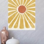 Golden Boho Sunburst metal wall art print, view 4
