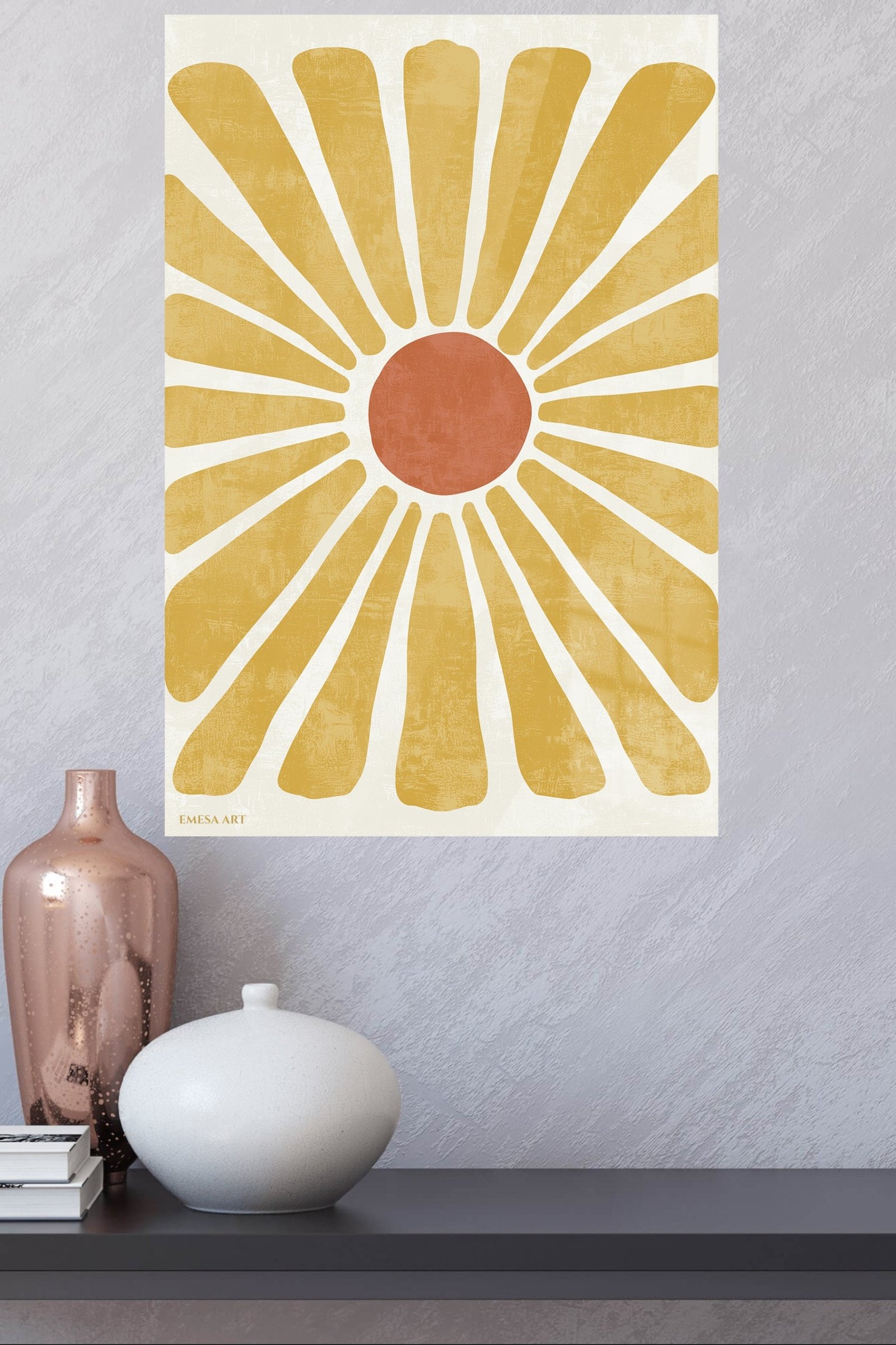 Golden Boho Sunburst metal wall art print, view 4
