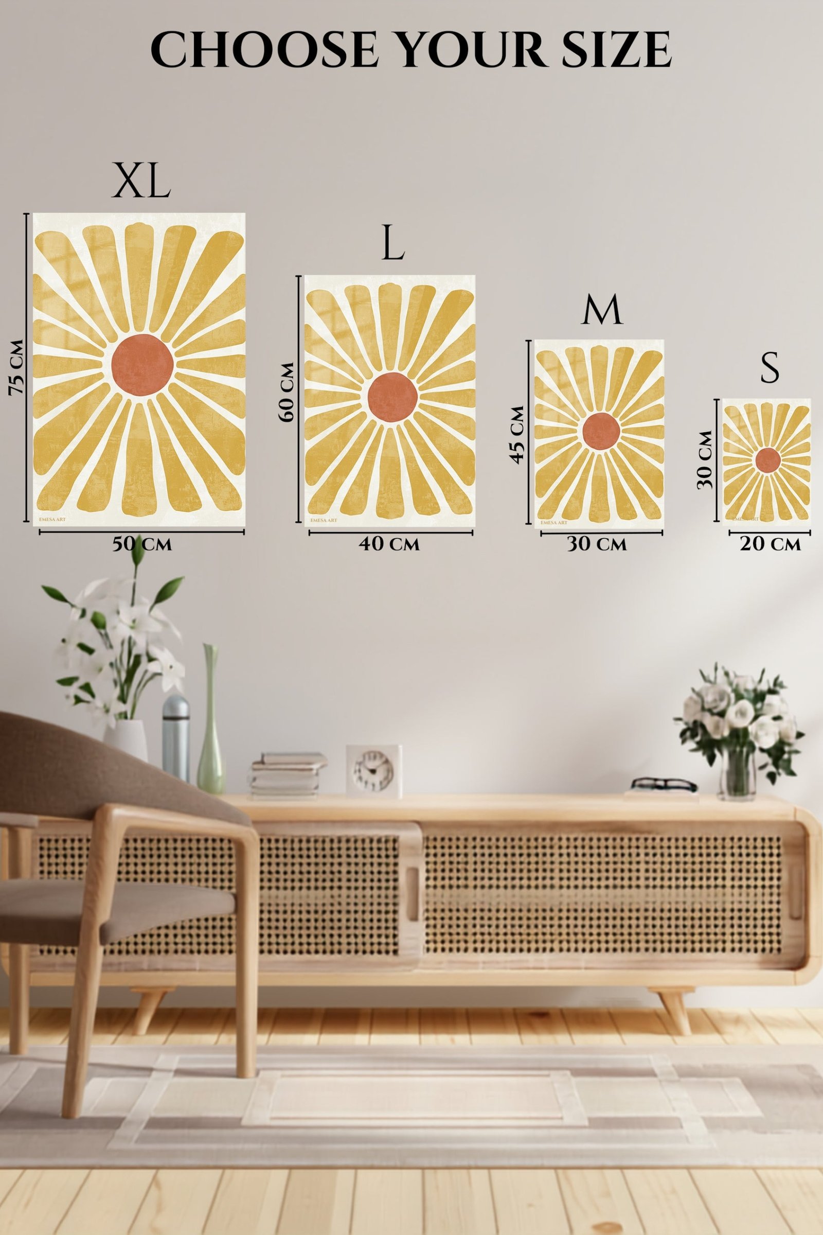 Golden Boho Sunburst metal wall art print, view 6