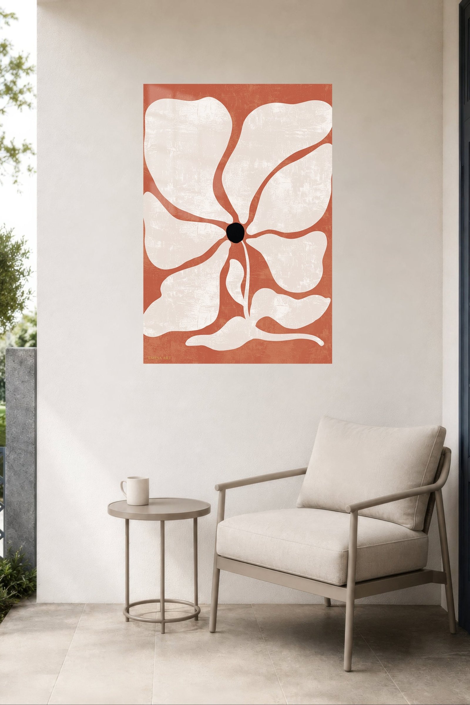 Terracotta Abstract Bloom metal wall art print, view 5