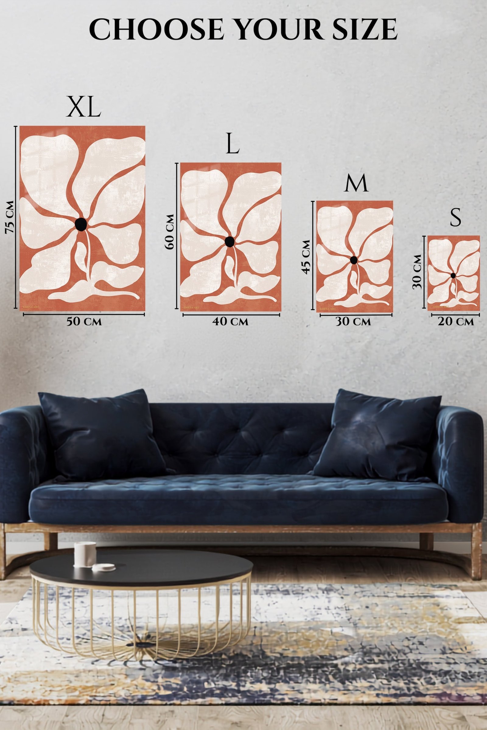 Terracotta Abstract Bloom metal wall art print, view 6