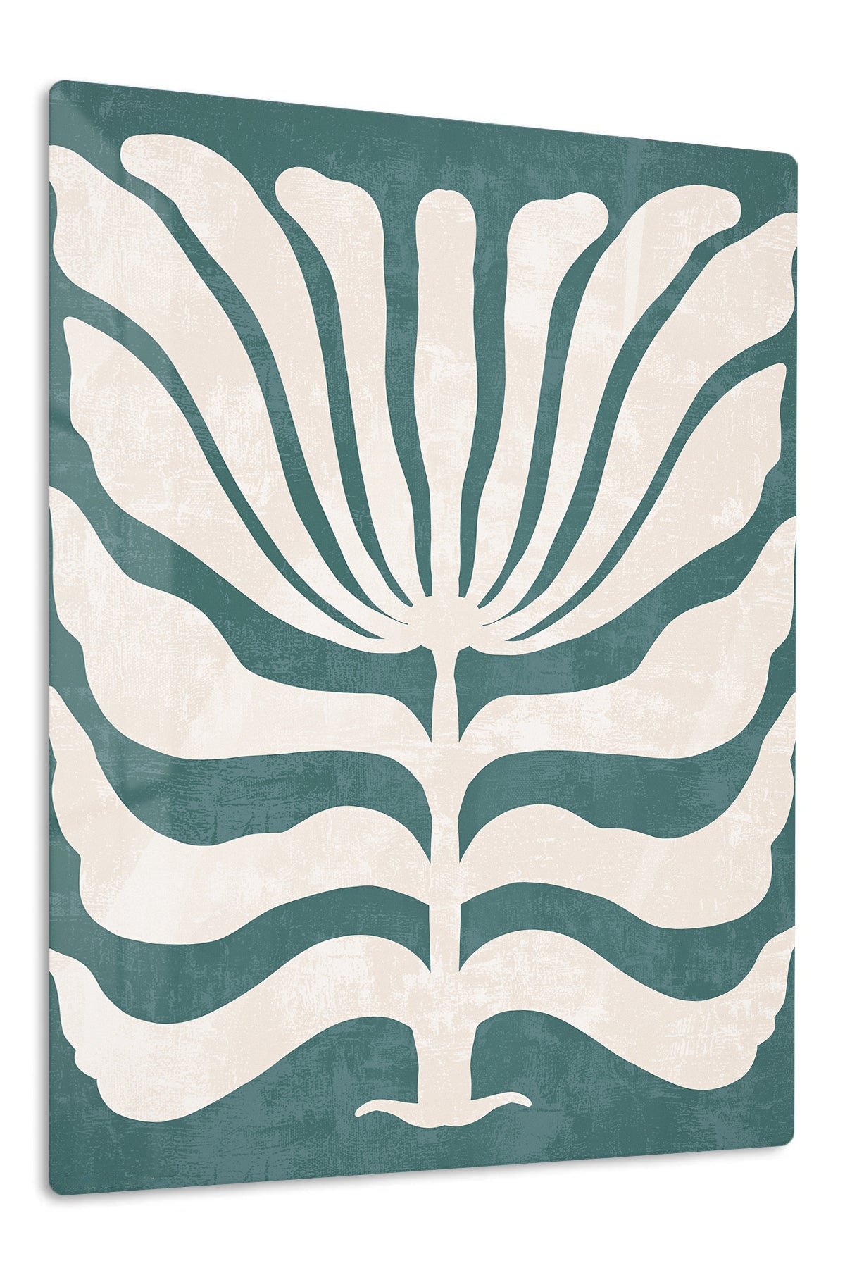 Teal Botanical Silhouette metal wall art print