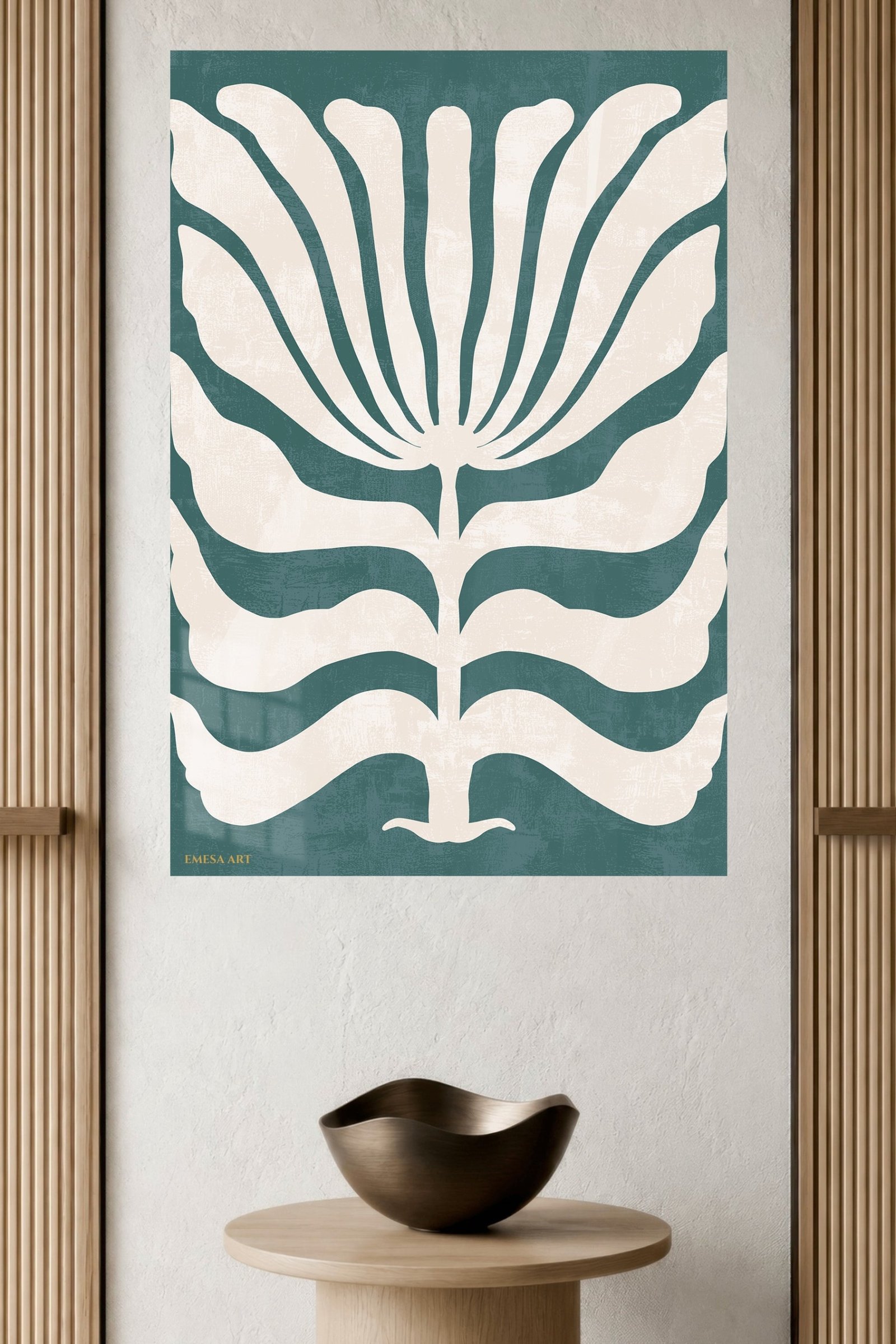 Teal Botanical Silhouette metal wall art print, view 4