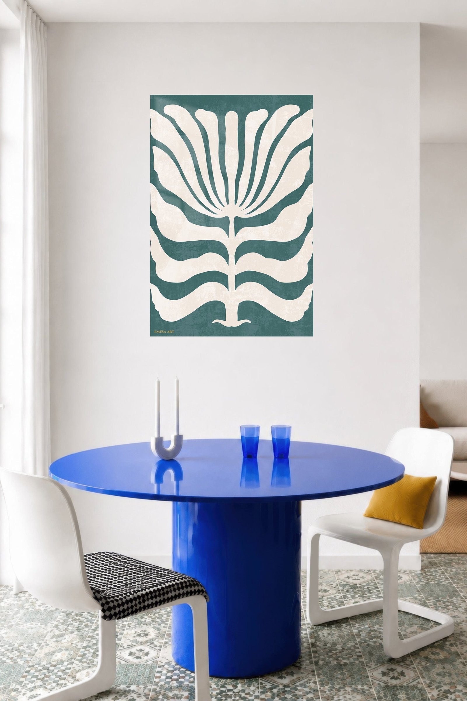 Teal Botanical Silhouette metal wall art print, view 5